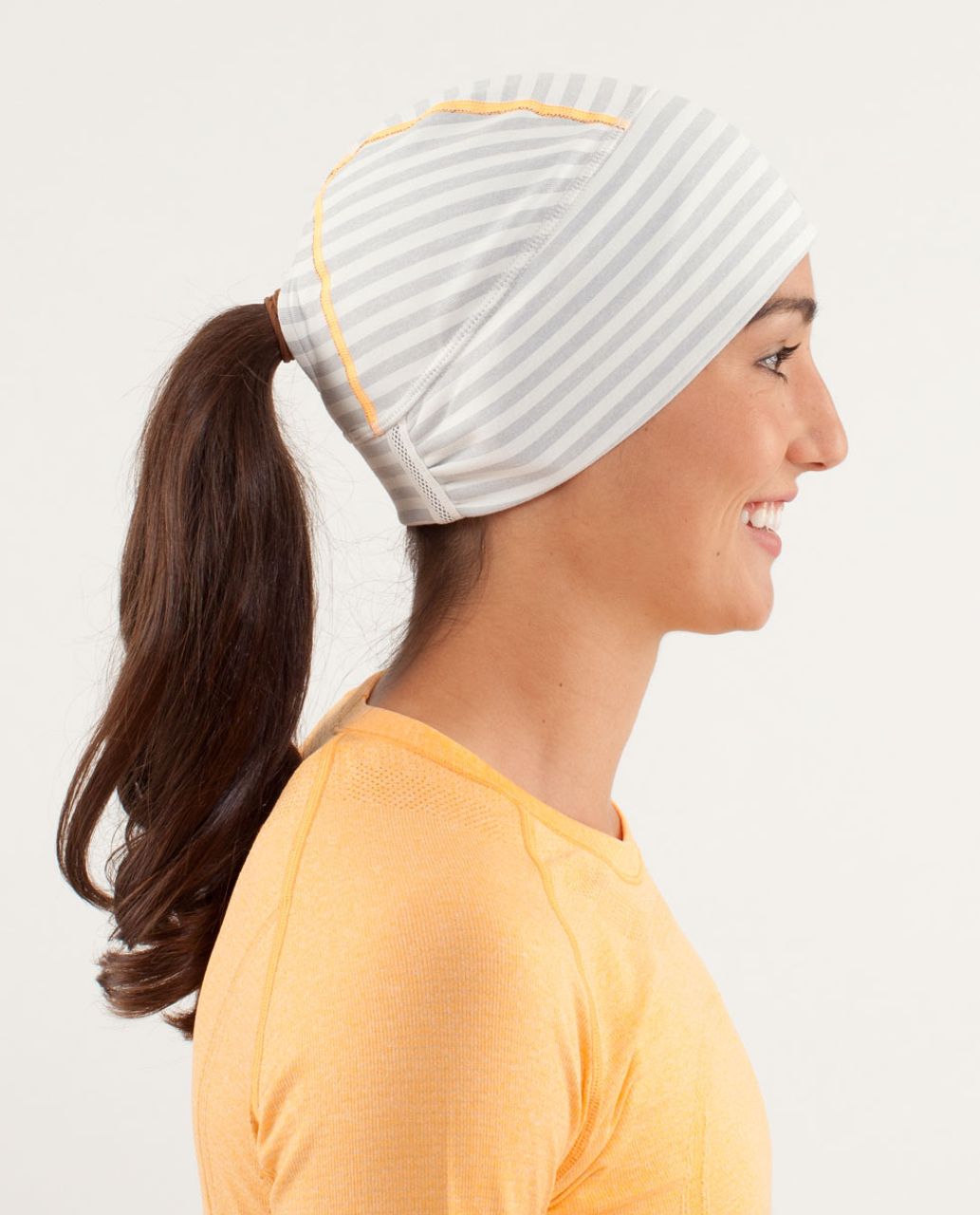 Lululemon Brisk Run Toque - Macro Micro Stripe Polar Cream H. Silver Slate / Heathered Coal