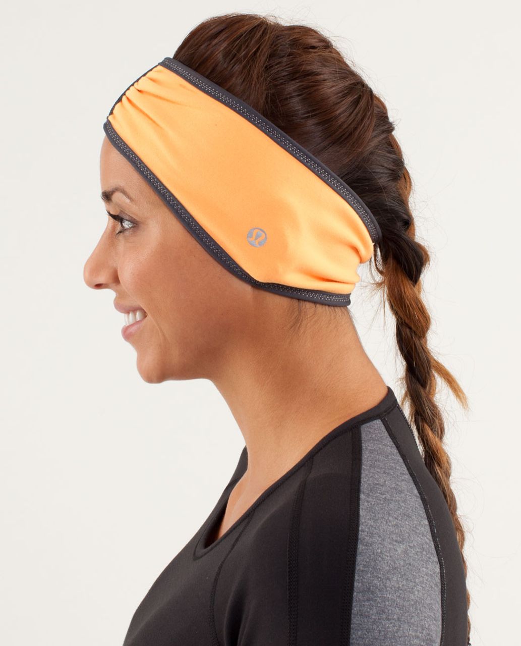 Lululemon Brisk Run Headband - Creamsicle Pop / Heathered Coal