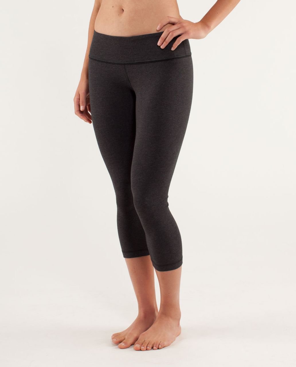 Lululemon Wunder Under Crop - Heathered Black / Black / Micro Macro Black Heathered Black