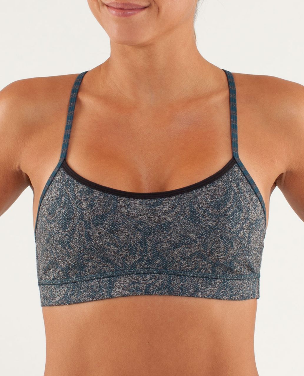 Lululemon Flow Y Bra IV - Rose Herringbone Black / Half Micro Macro Alberta Lake Heathered Black / Black