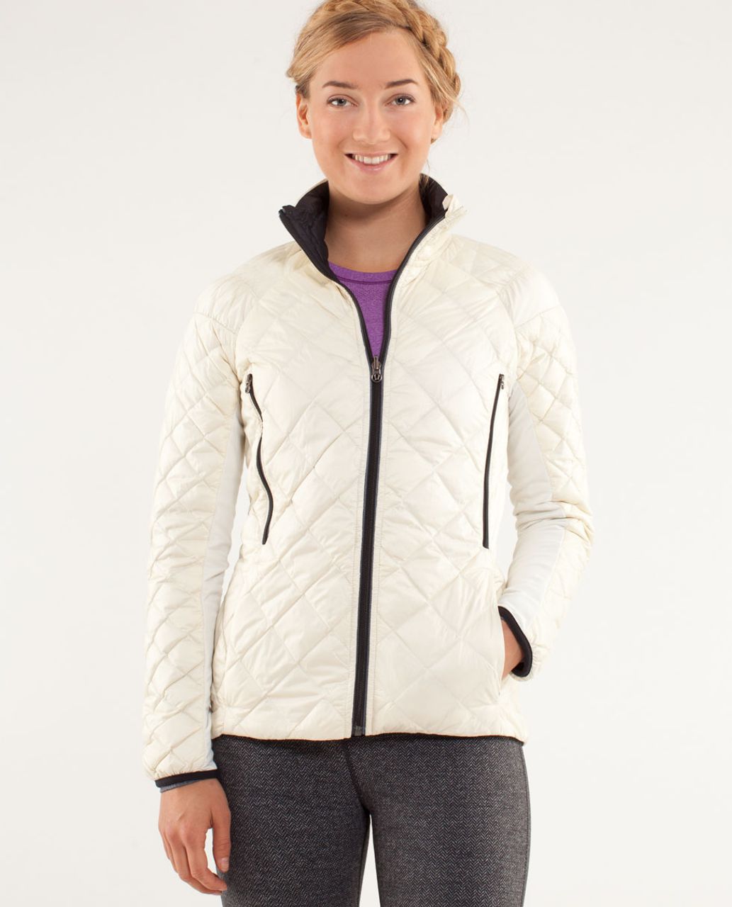 Lululemon Run:  Turn Around Jacket - Polar Cream / Black