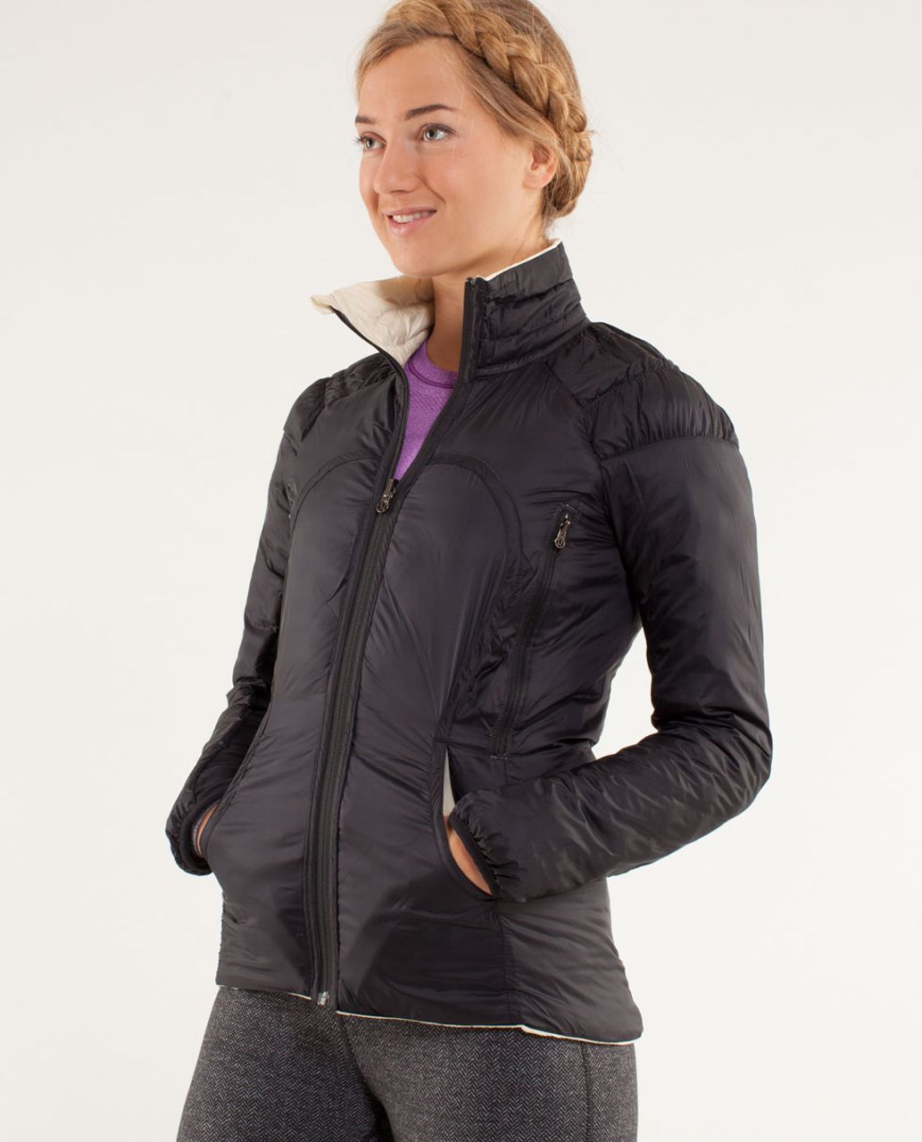 Lululemon Run: Turn Around Jacket - Polar Cream / Black - lulu fanatics