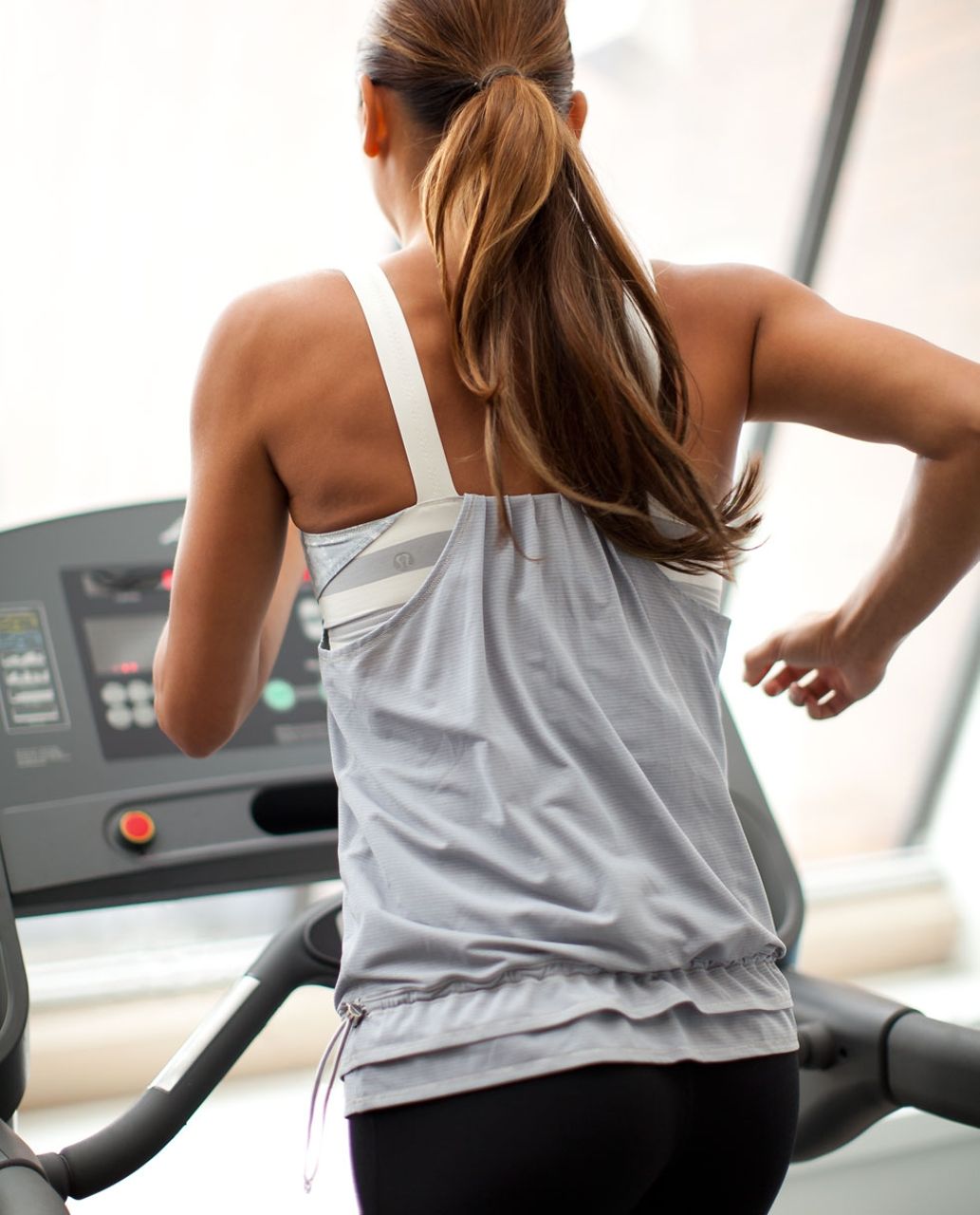 Lululemon Run:  Back On Track Tank - Silver Slate / Micro Macro Stripe Polar Cream Silver Slate / Rose Herringbone Printed Po