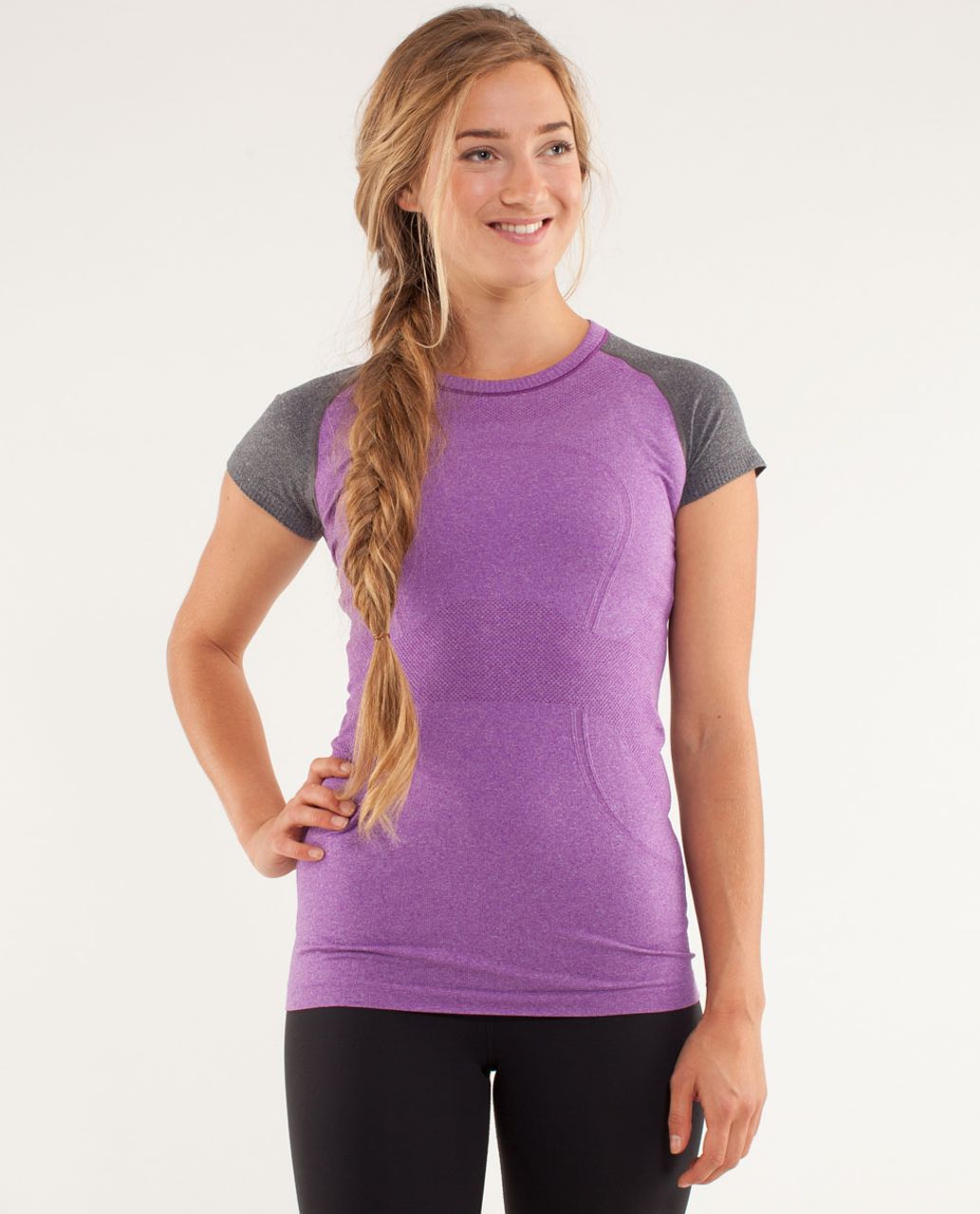 Lululemon Run:  Swiftly Tech Short Sleeve - Tender Violet / Black