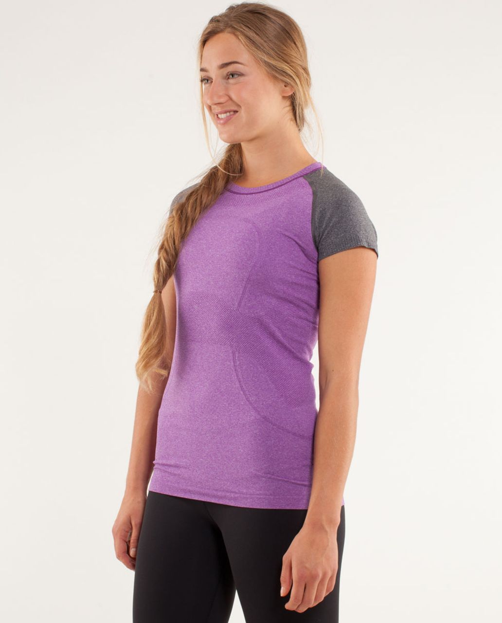 Lululemon Run:  Swiftly Tech Short Sleeve - Tender Violet / Black