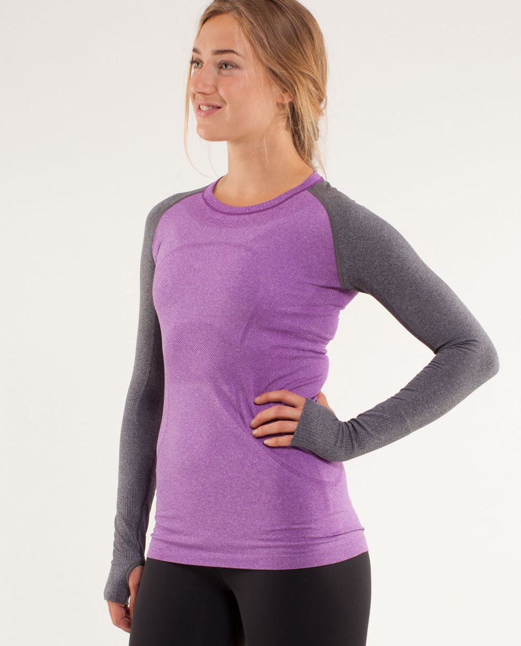 Lululemon Run:  Swiftly Tech Long Sleeve - Tender Violet / Black