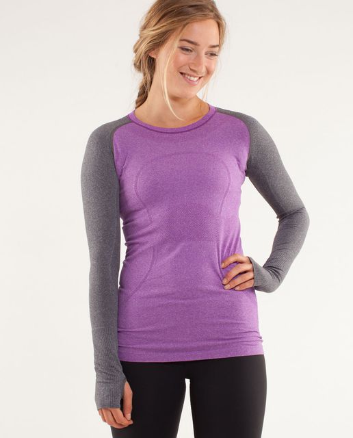 Lululemon Run: Swiftly Tech Long Sleeve Scoop *Ruched - Heathered Pow ...