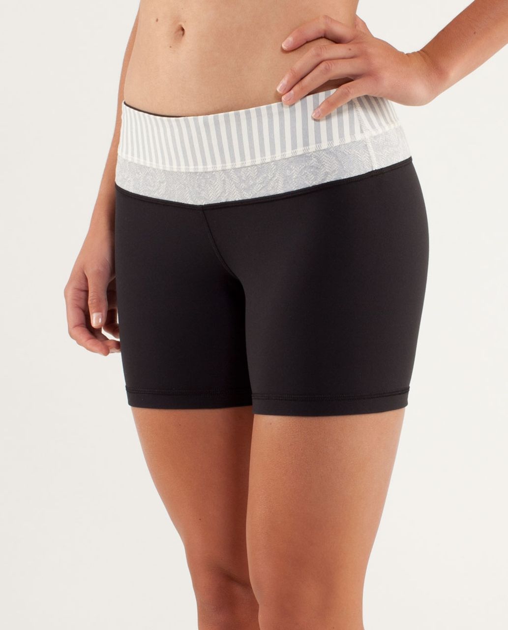 Lululemon Reverse Groove Short (Regular) - Black / Micro Macro Polar Cream Heathered Silver Slate / Rose Herringbone Polar Cream