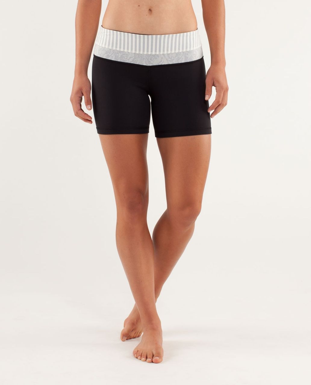 Lululemon Reverse Groove Short (Regular) - Black / Micro Macro Polar Cream Heathered Silver Slate / Rose Herringbone Polar Cream