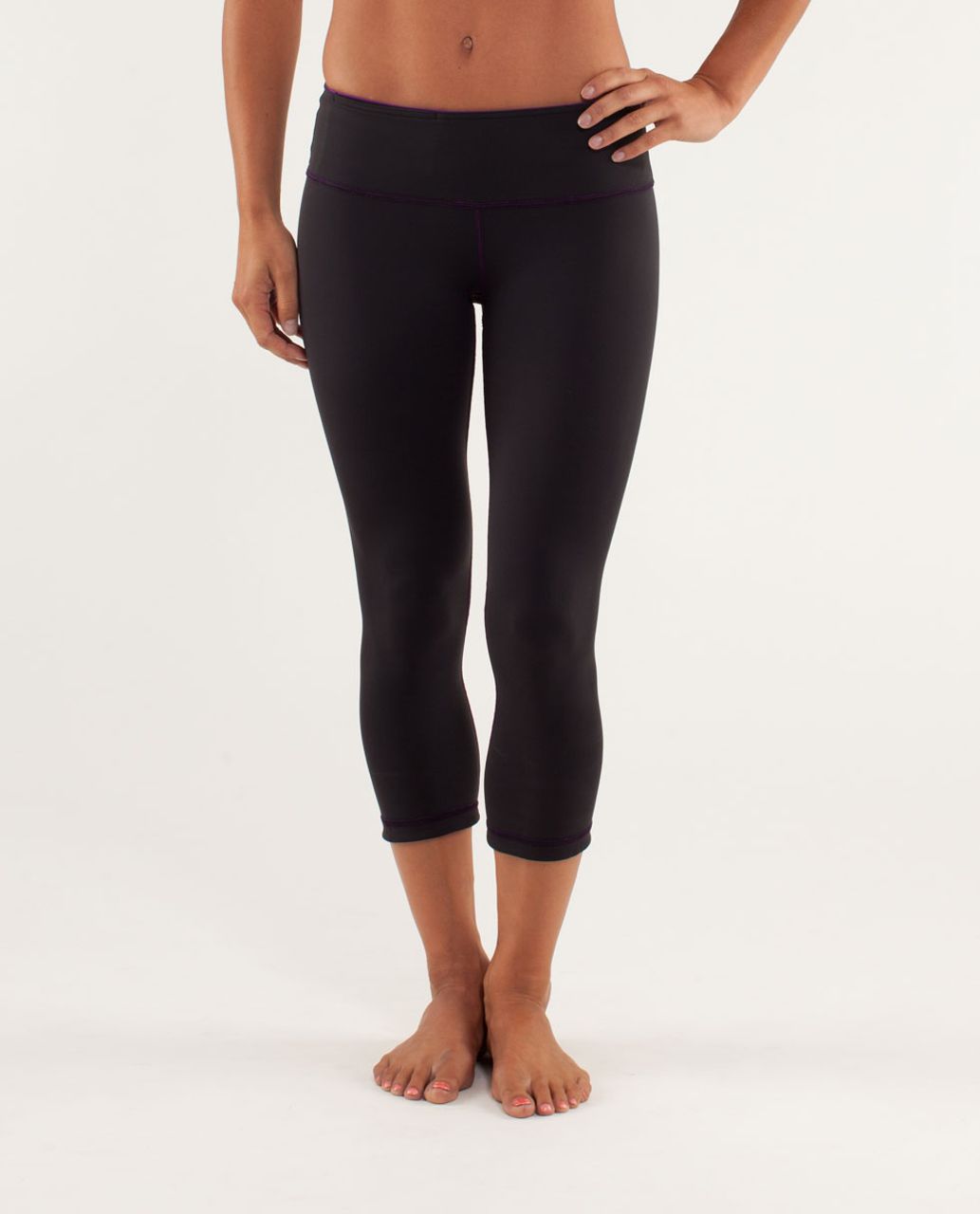 Lululemon Reversible Leggings Mid-Rise Ankle Length Pocket Charcoal/black 6