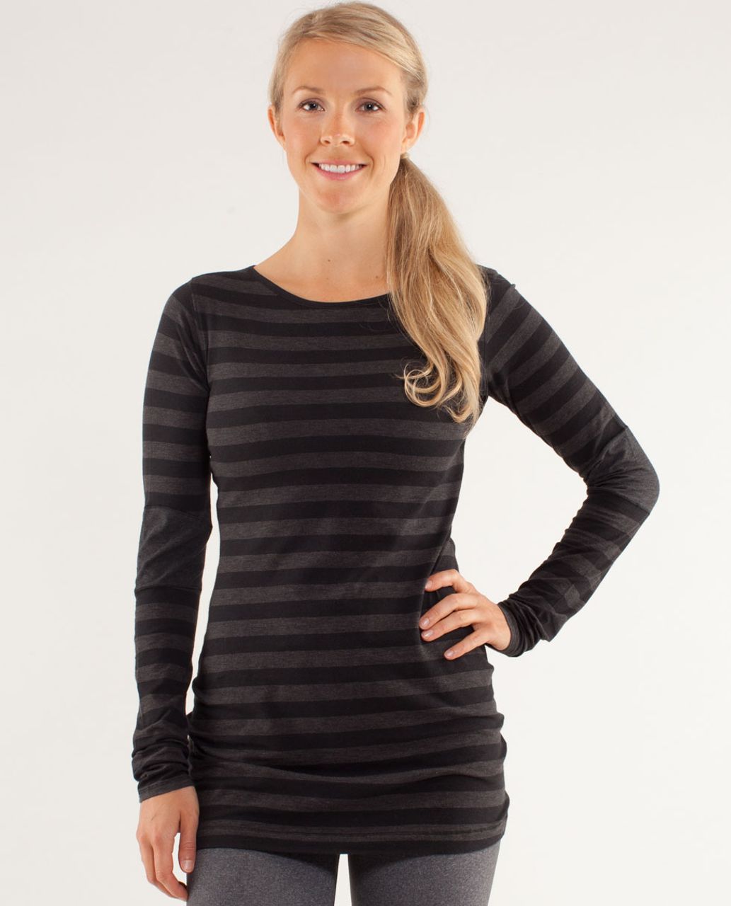 Lululemon Devotion Long Sleeve Tee - Micro Macro Black Heathered Black / Heathered Black