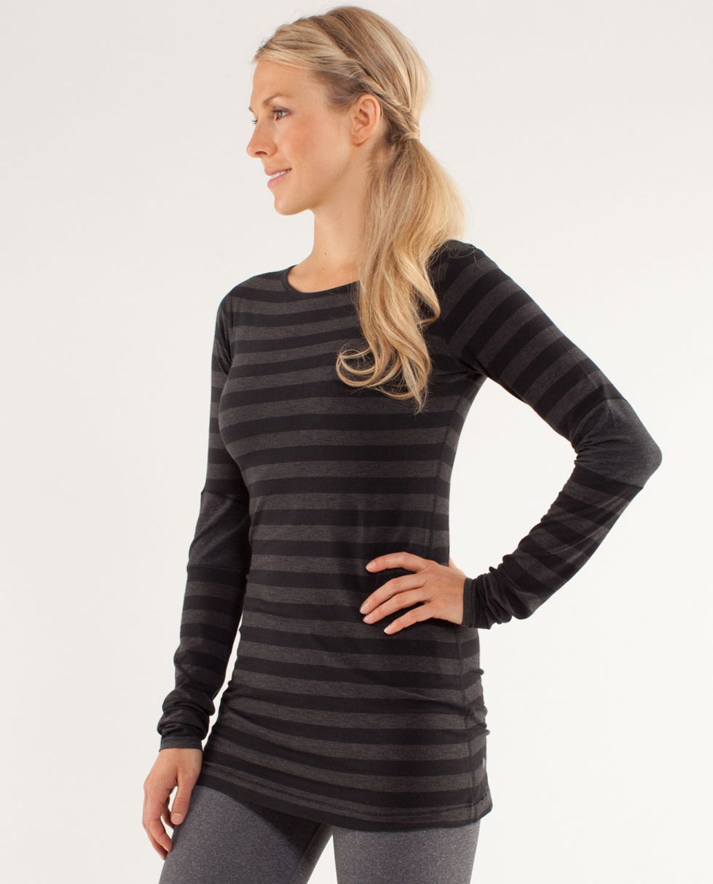 Lululemon Devotion Long Sleeve Tee - Micro Macro Black Heathered Black / Heathered Black