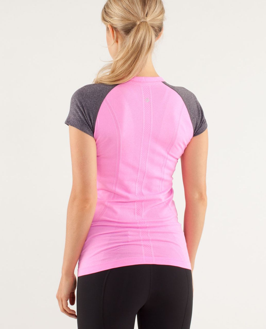 Lululemon Run:  Swiftly Tech Short Sleeve - Raspberry Glo Light / Black Swan