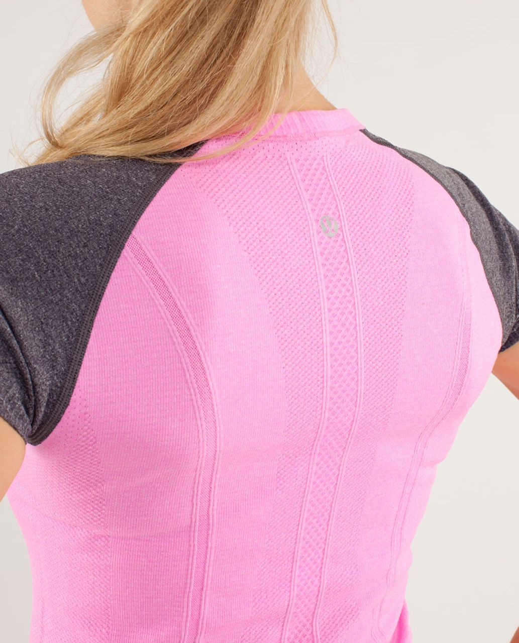 Lululemon Run:  Swiftly Tech Short Sleeve - Raspberry Glo Light / Black Swan