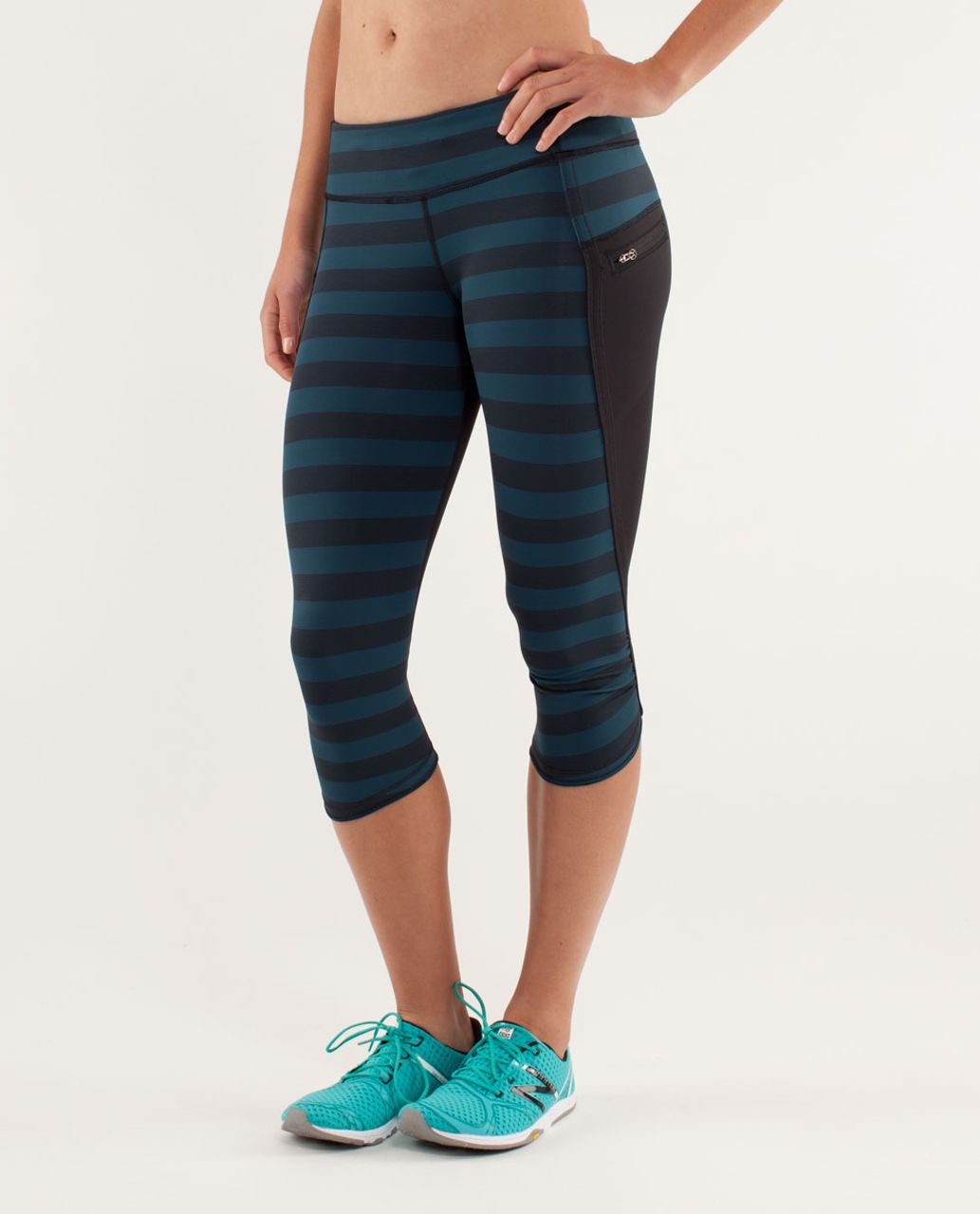 Lululemon Run:  Top Speed Crop - Micro Macro Alberta Lake Black / Black