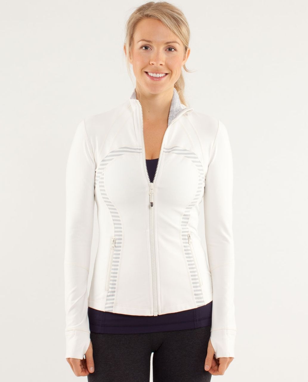 Lululemon Define Jacket *Brushed - Polar Cream / Half Micro Macro Stripe Polar Cream Heathered Silver Slate / Rose Herringb