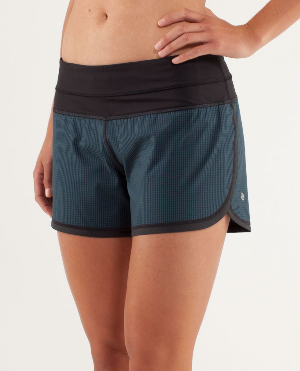 Lululemon Groovy Run Short - Eighth Gingham Alberta Lake Black  / Black