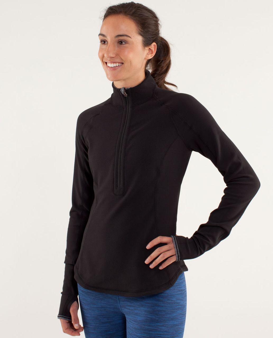 Lululemon Run:  U-Turn Pullover (First Release) - Black / Heathered Coal