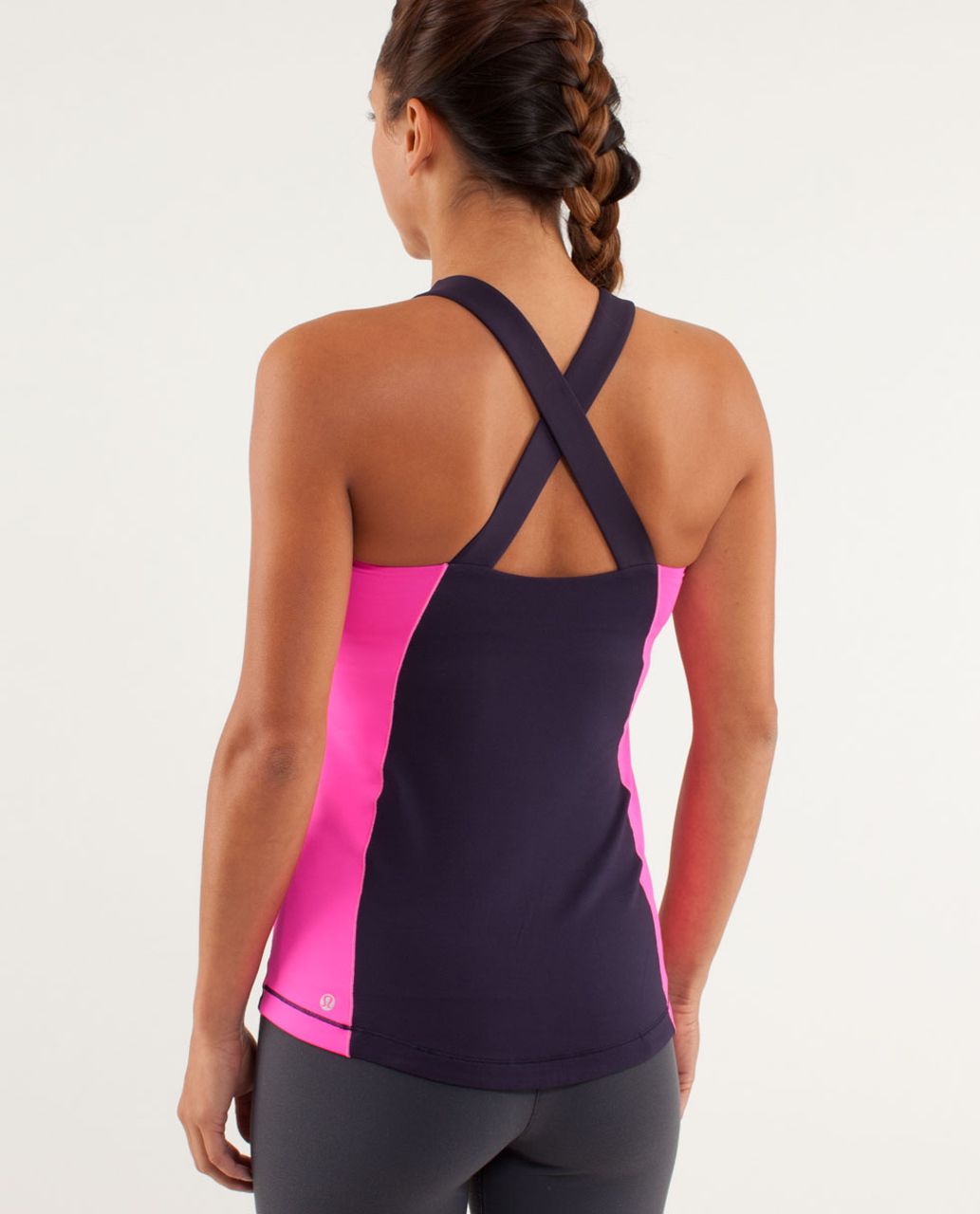 Lululemon Spin It To Win It Tank - Black Swan / Raspberry Glo Light