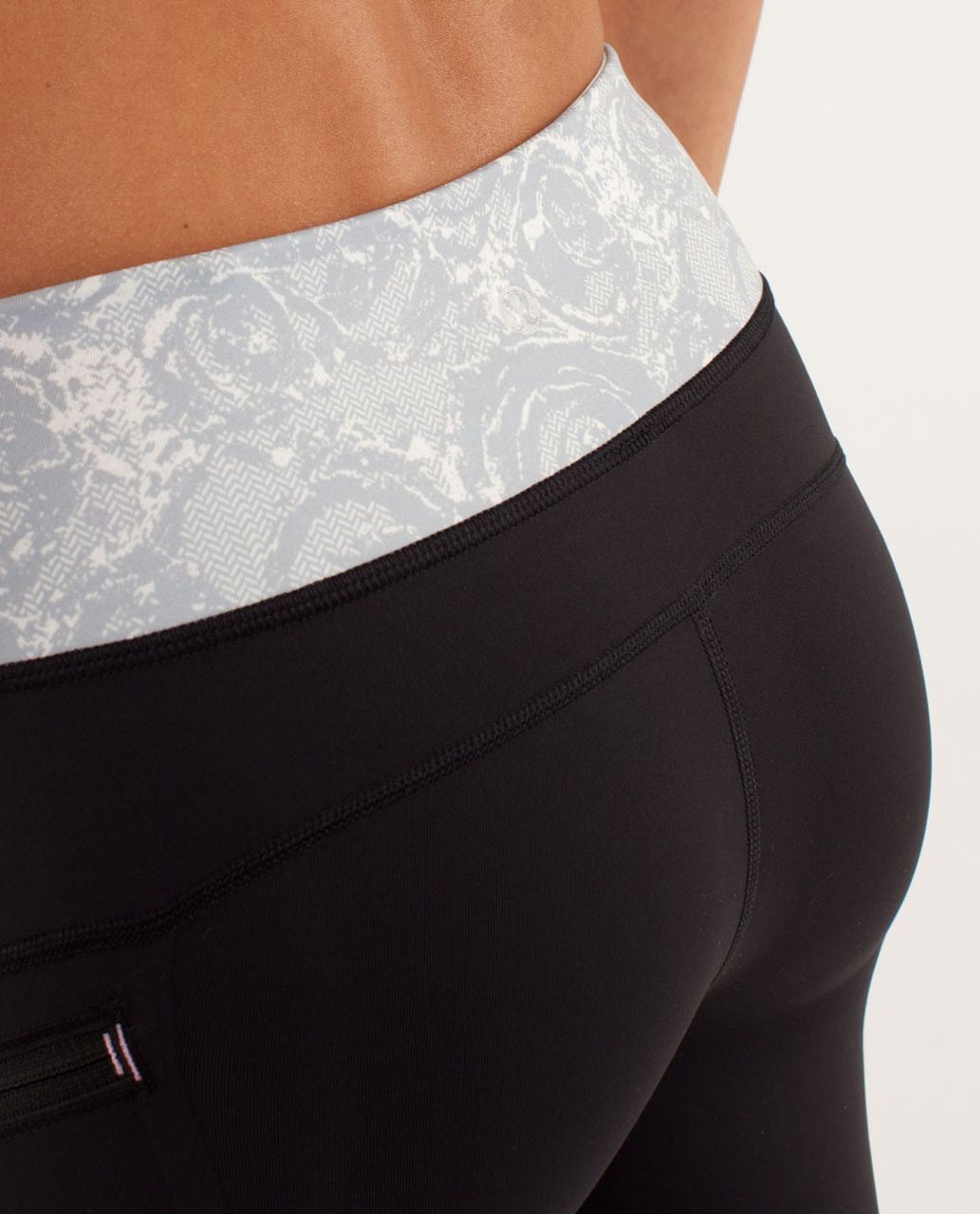 Lululemon Run:  Top Speed Crop - Black / Rose Herringbone Printed Polar Cream Silver Slate