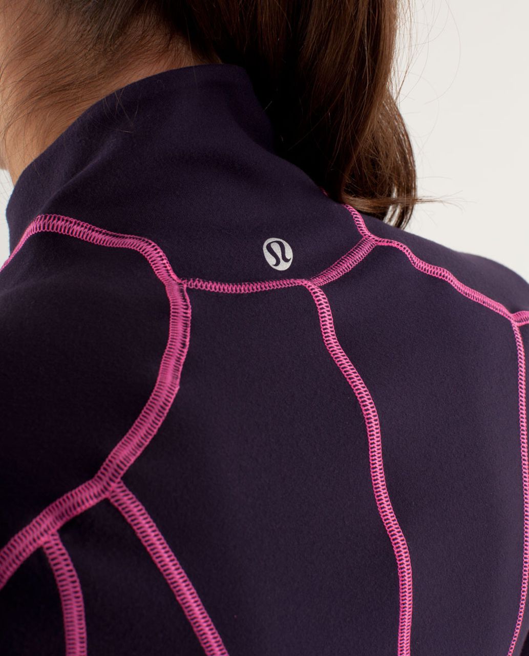 Lululemon Run:  U-Turn Pullover - Raspberry Glo Light / Black Swan