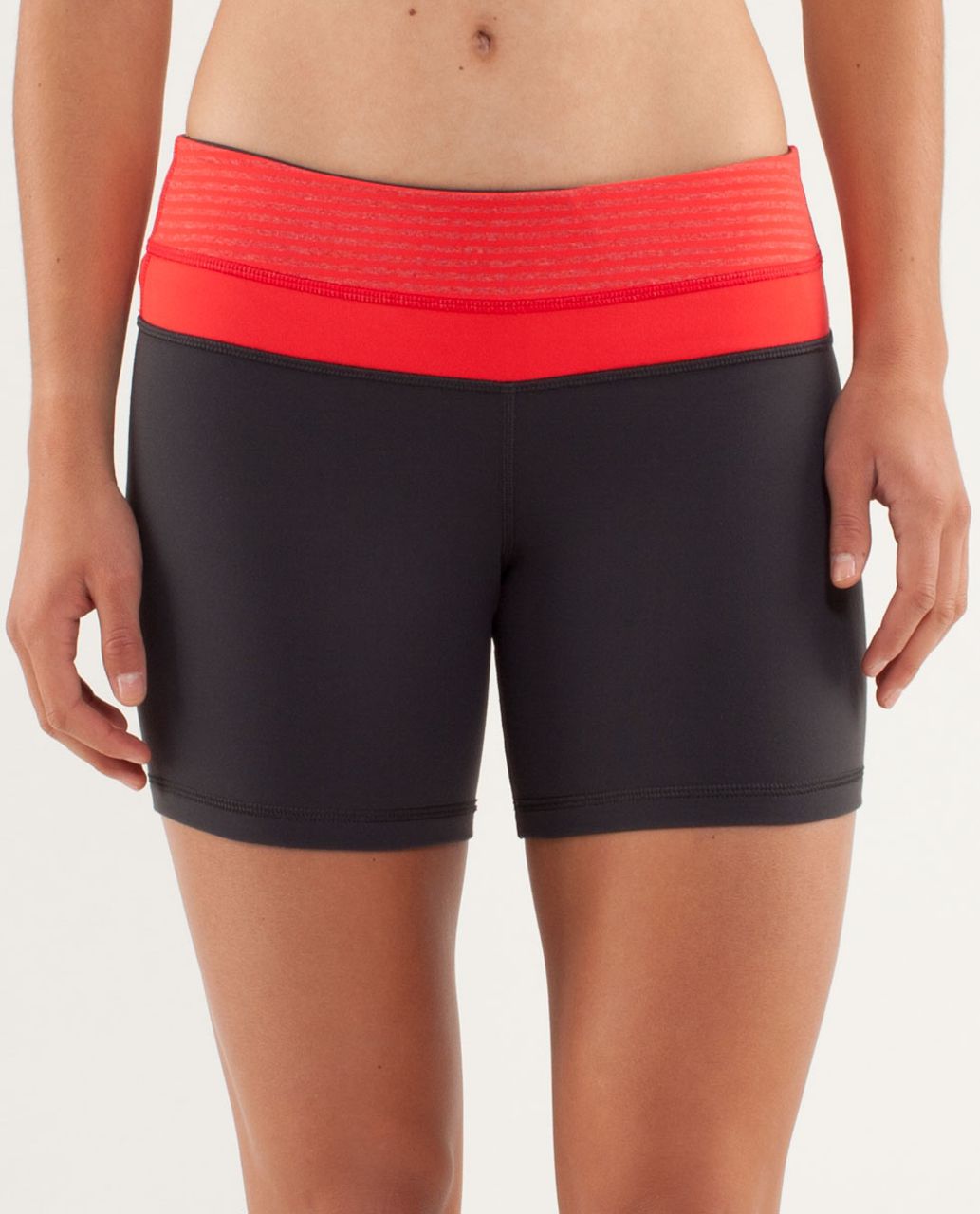 Lululemon Reverse Groove Short (Regular) - Deep Coal / Slope Stripe Love Red Heathered Fiery Red / Love Red