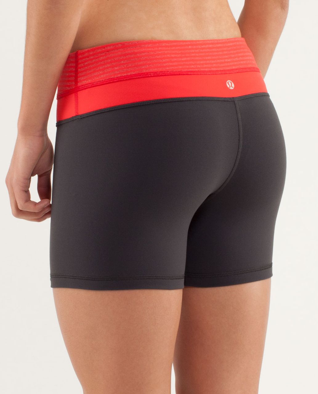 Lululemon Reverse Groove Short (Regular) - Deep Coal / Slope Stripe Love Red Heathered Fiery Red / Love Red