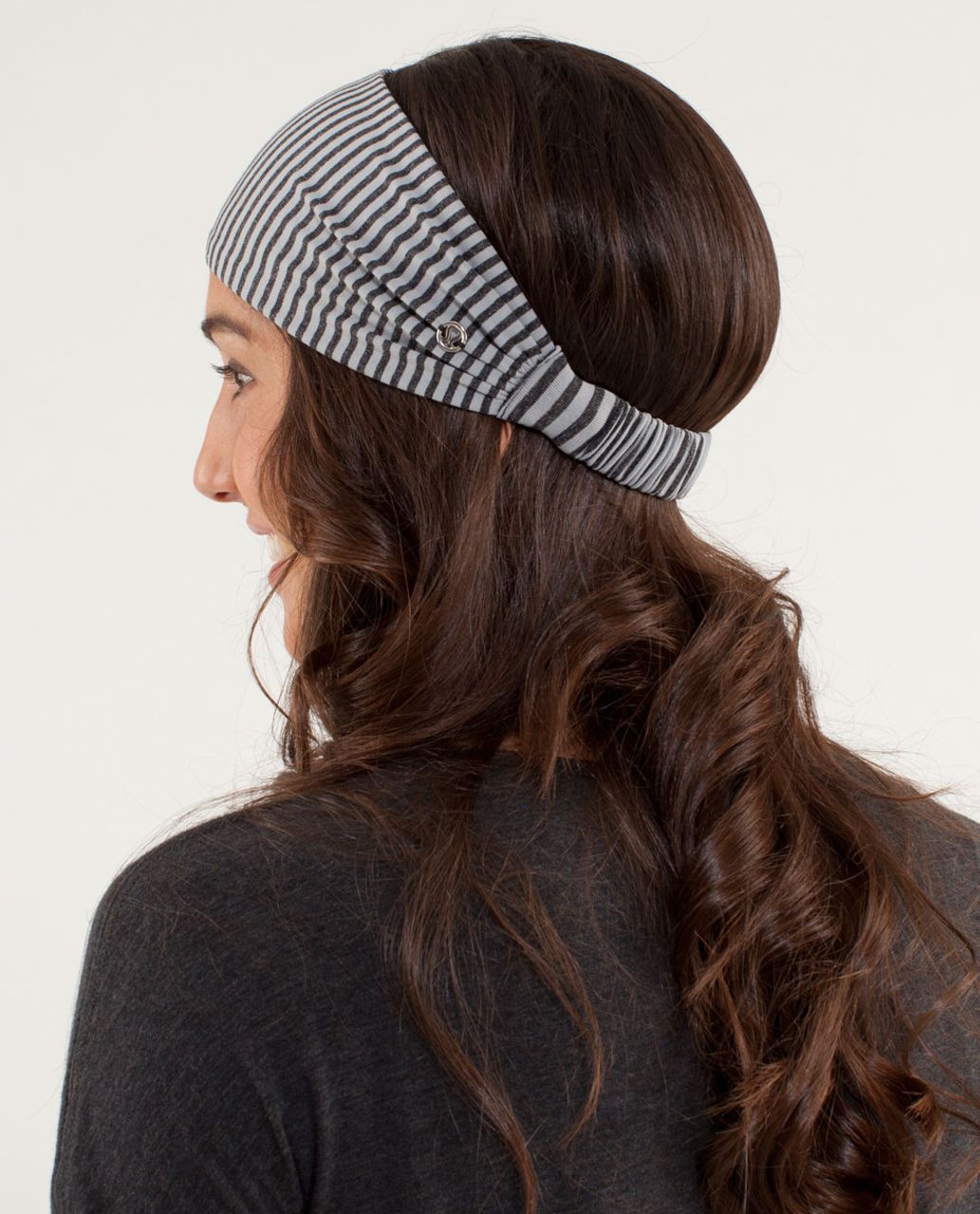 Lululemon Bang Buster Headband - Slope Stripe Silver Slate Heathered Black