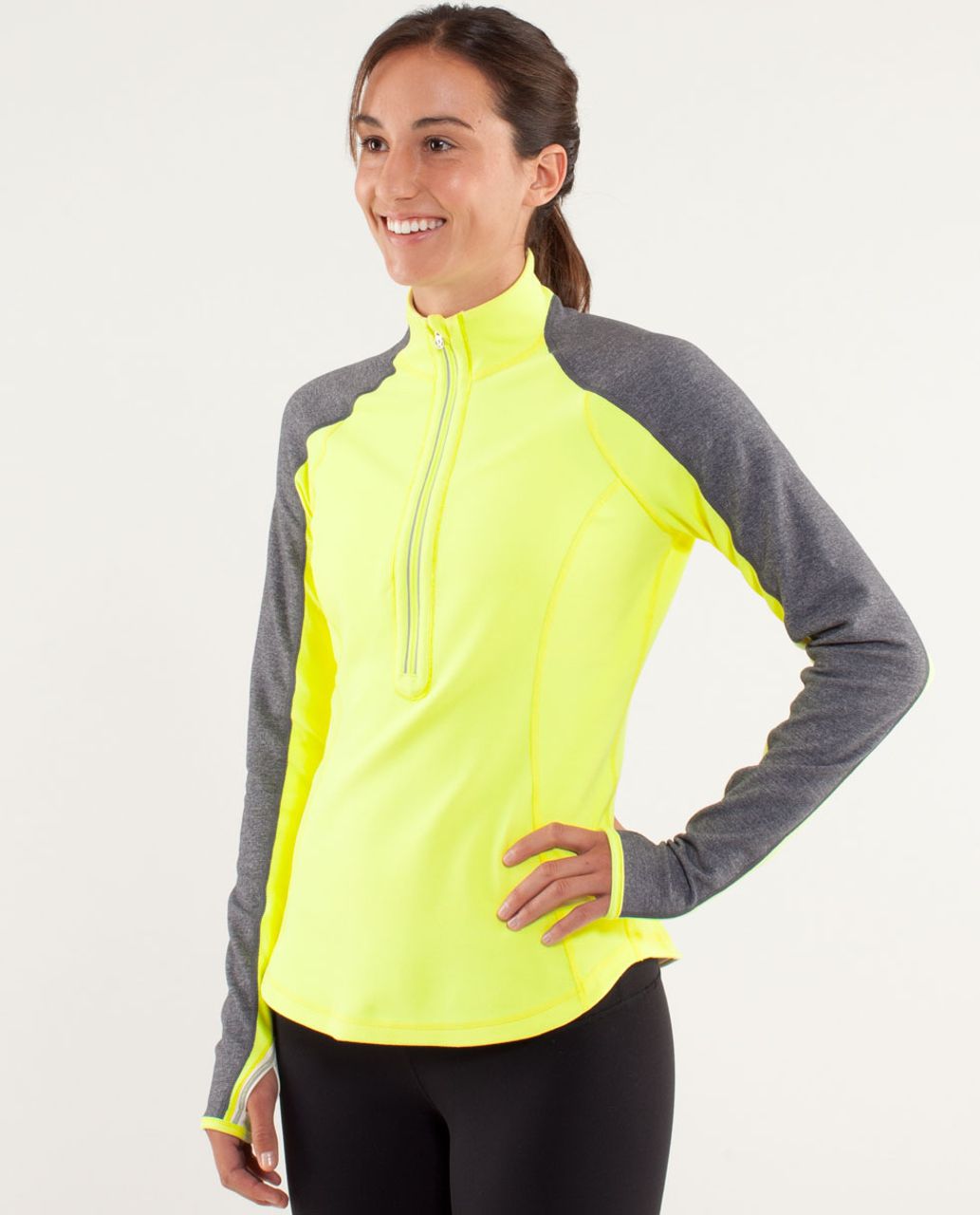 Lululemon Run:  U-Turn Pullover - Polar Cream / Clarity Yellow / Limitless Blue / Heathered Coal