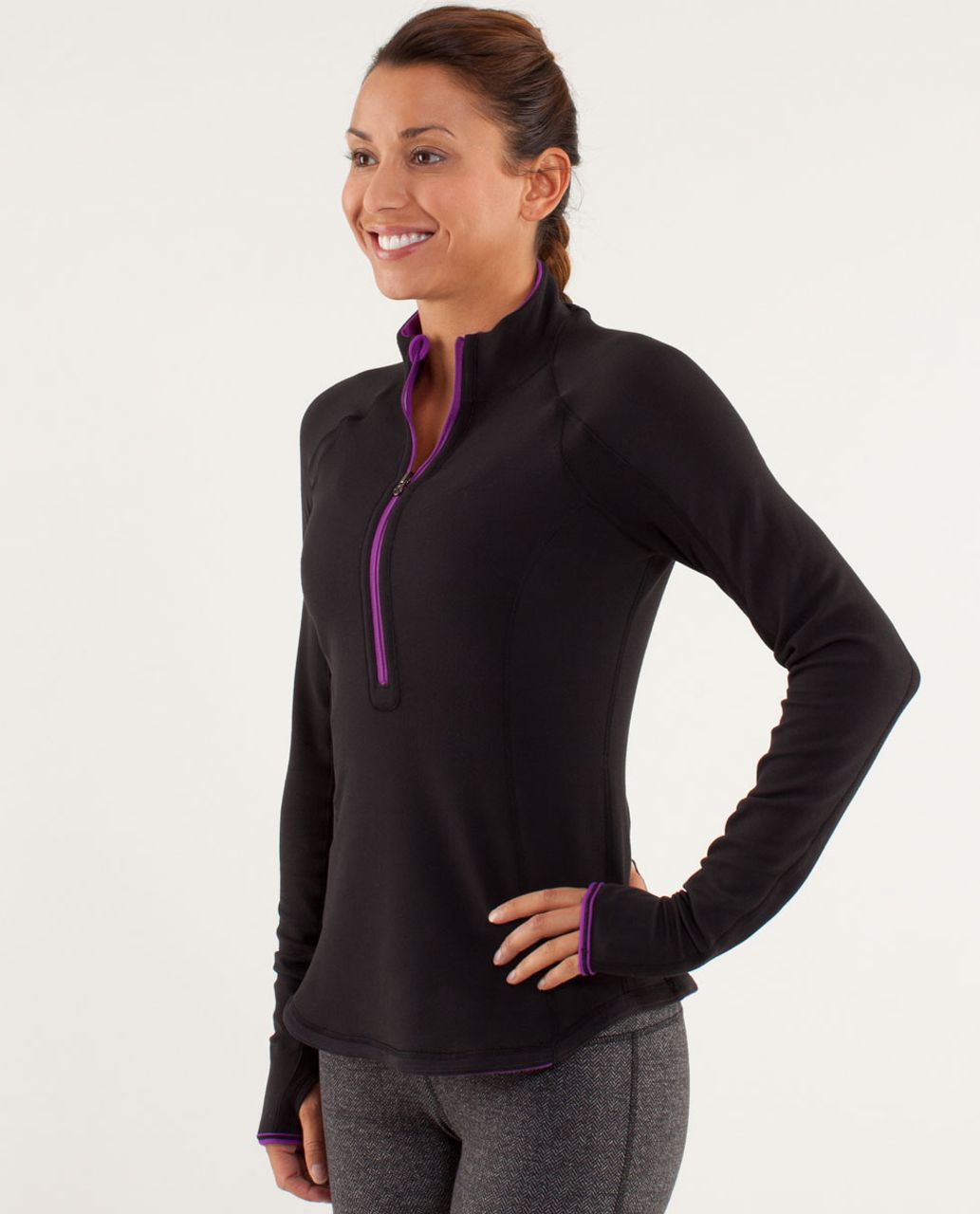 Lululemon Run:  U-Turn Pullover - Tender Violet / Black