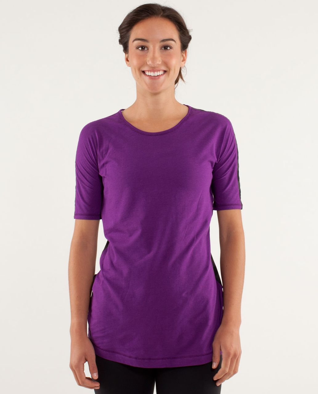 Lululemon Devotion Short Sleeve Tee - Tender Violet / Micro Macro Black Heathered Black