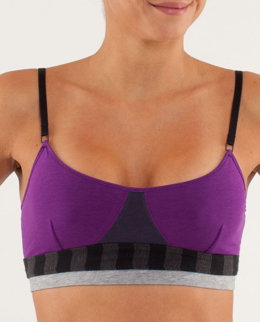 Lululemon Contentment Triangle Bra - Tender Violet / Black Swan / Micro  Macro Black Heathered Black - lulu fanatics