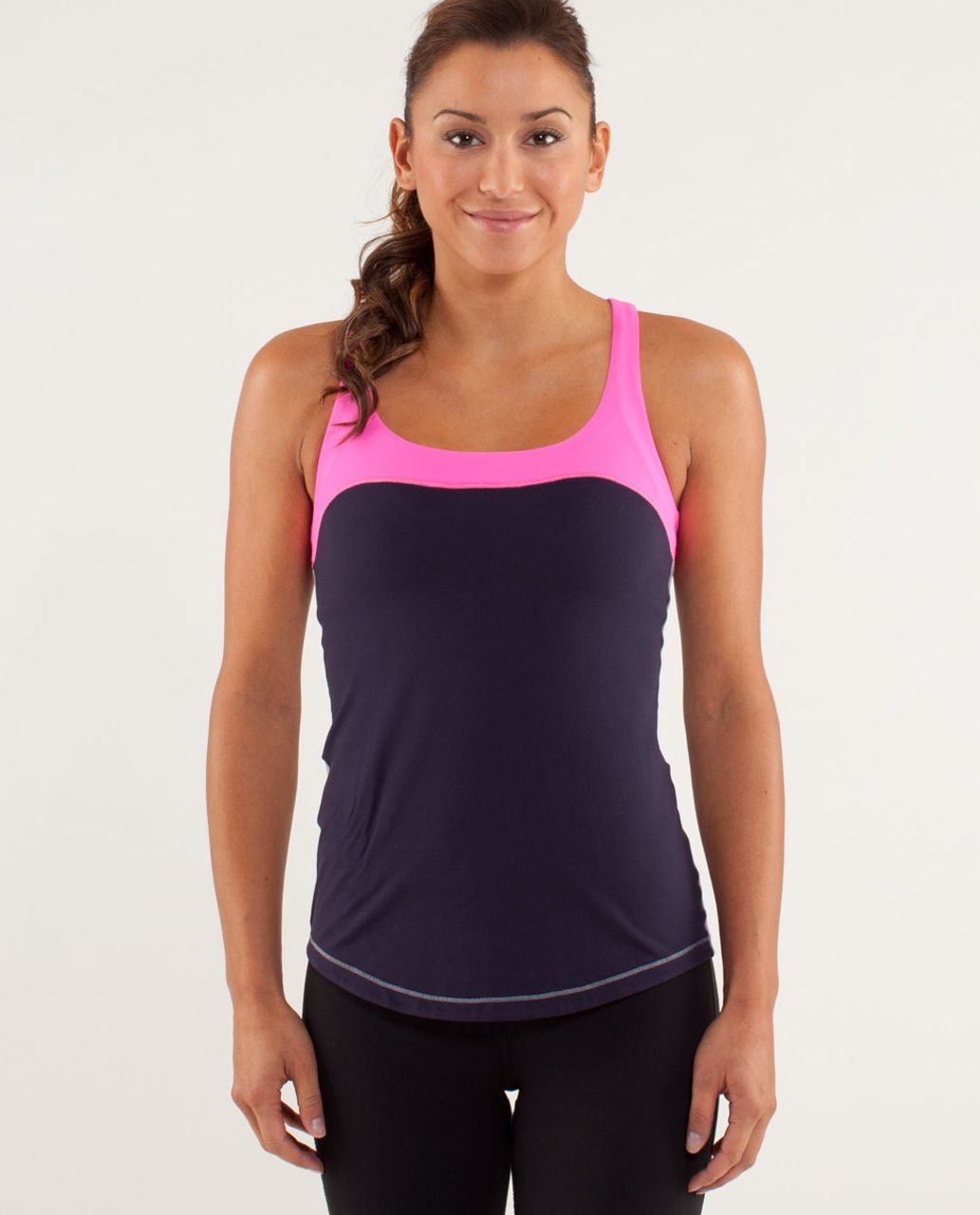 Lululemon Run:  First Base Tank - Black Swan / Raspberry Glo Light / Silver Slate