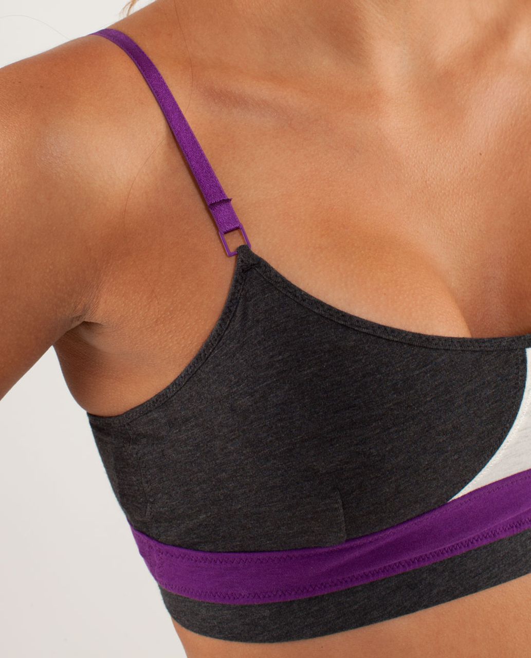 Lululemon Contentment Triangle Bra - Heathered Black / Heathered Polar  Cream / Tender Violet - lulu fanatics