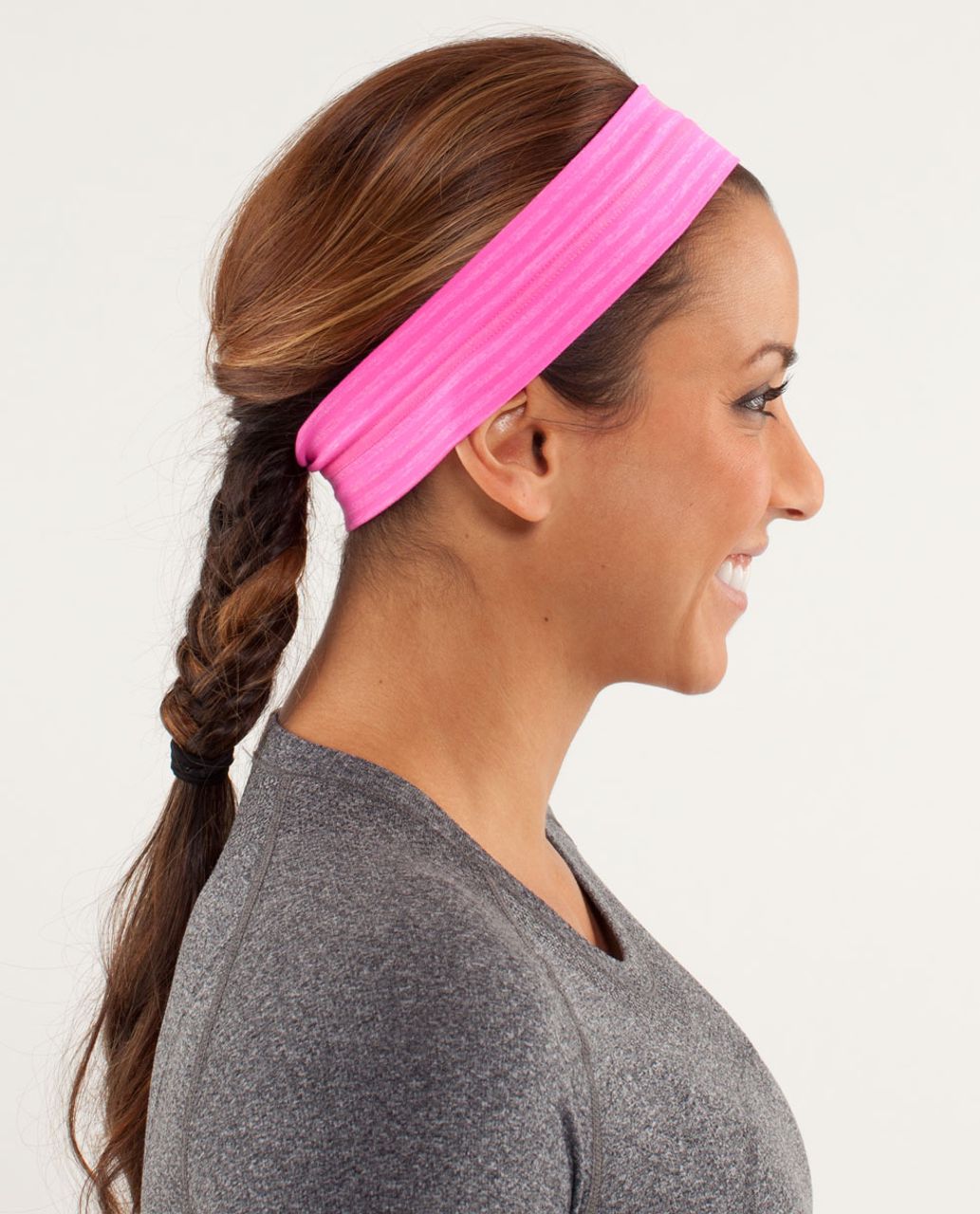 Lululemon Fly Away Tamer Headband - Slope Stripe Raspberry Glo Light Heathered Raspberry Glo Light / Black Swan