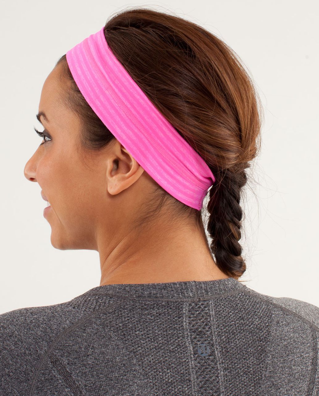 Lululemon Fly Away Tamer Headband - Slope Stripe Raspberry Glo Light Heathered Raspberry Glo Light / Black Swan