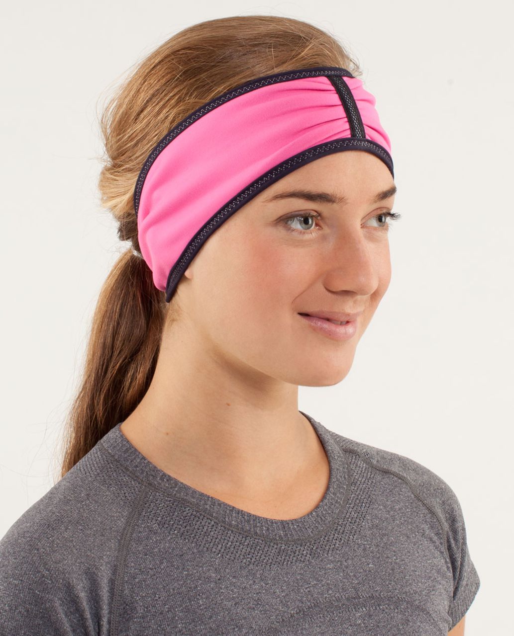 Lululemon Brisk Run Headband - Raspberry Glo Light / Black Swan