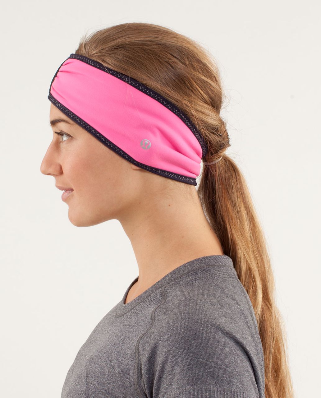 Lululemon Brisk Run Headband - Raspberry Glo Light / Black Swan