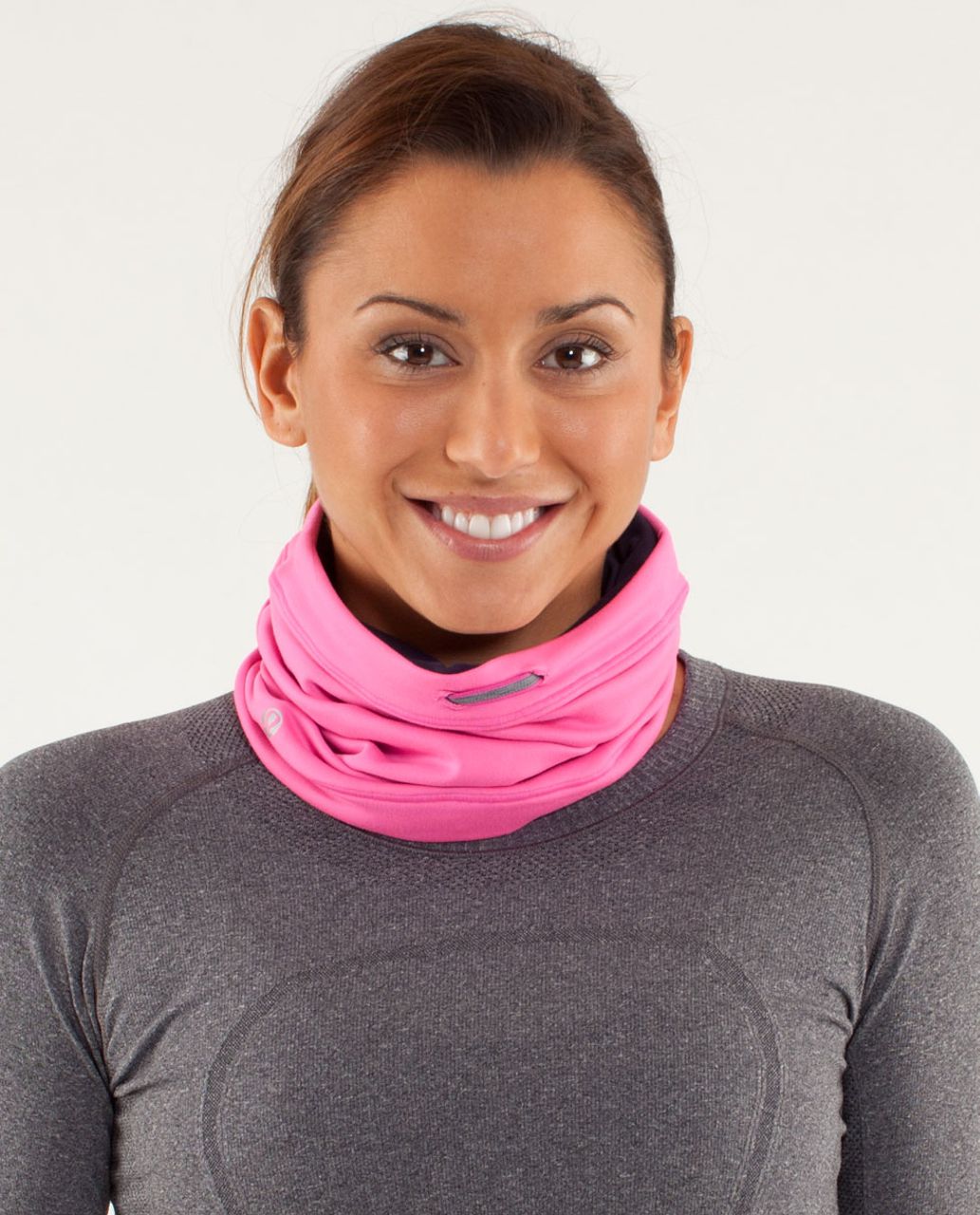 Lululemon Brisk Run Neck Warmer - Raspberry Glo Light / Black Swan