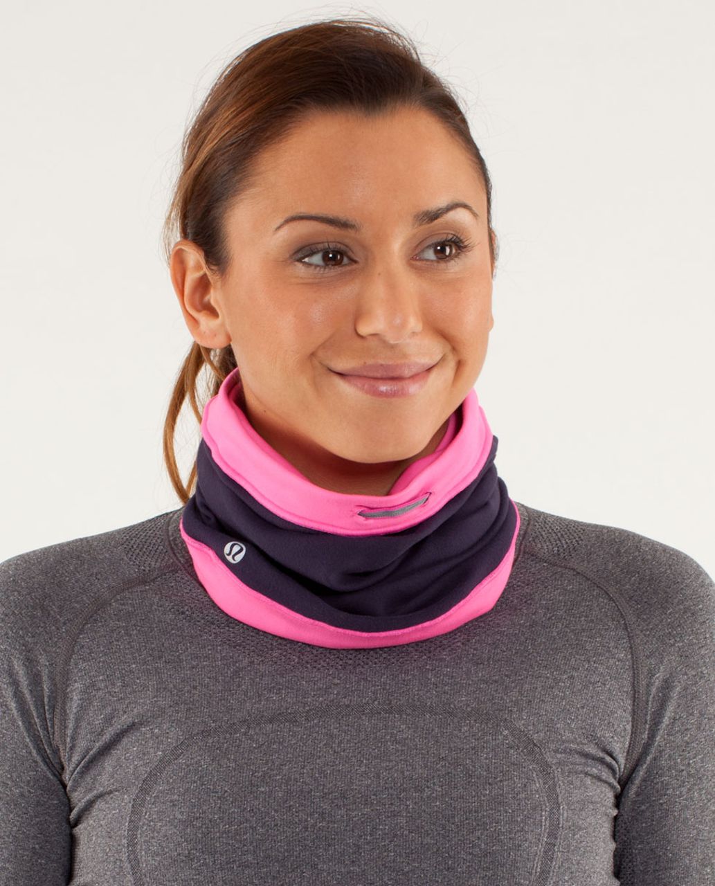 Lululemon Brisk Run Neck Warmer - Raspberry Glo Light / Black Swan