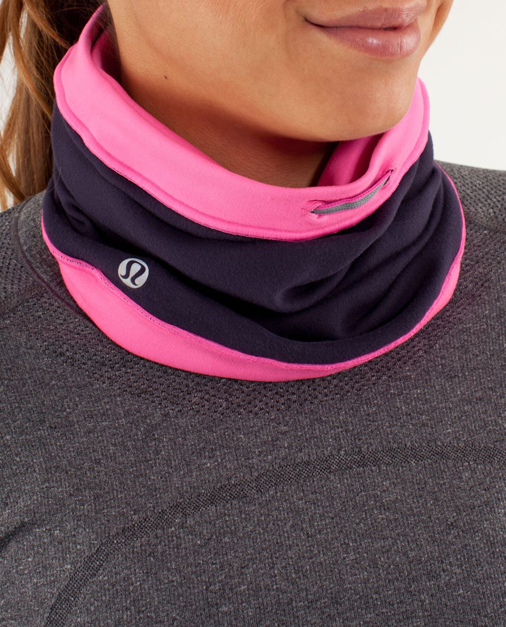 Lululemon Brisk Run Neck Warmer - Raspberry Glo Light / Black Swan