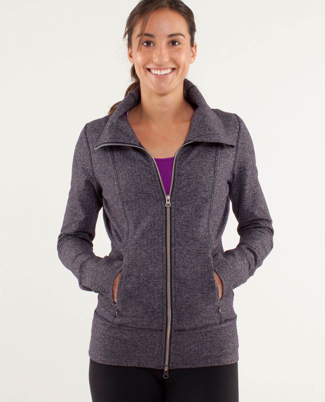 Lululemon Daily Yoga Jacket - Black Swan / Herringbone Black Swan - lulu  fanatics