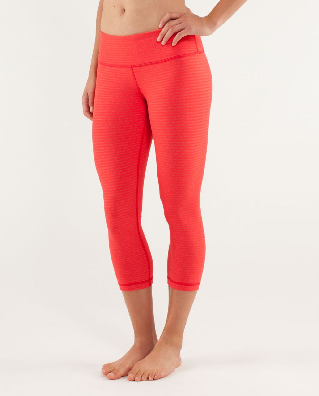 Lululemon Wunder Under Crop - Slope Stripe Love Red Heathered Fiery Red / Fiery Red / Love Red