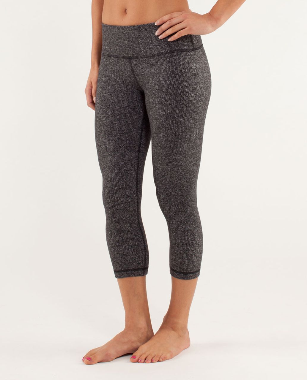 Lululemon Wunder Under Crop - Herringbone Black / Black