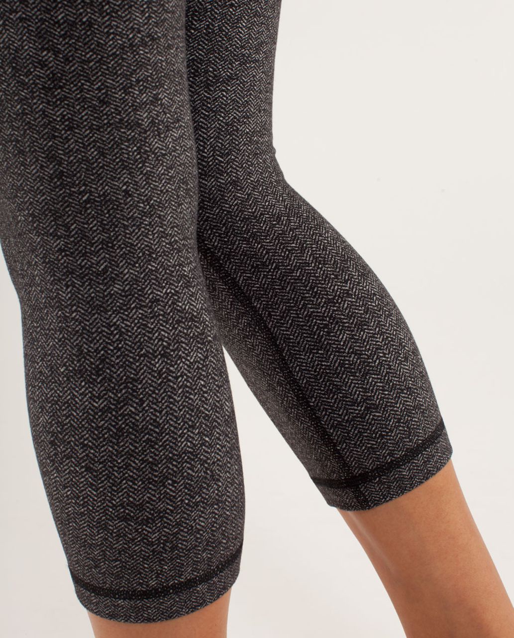 Lululemon Wunder Under Crop - Herringbone Black / Black - lulu fanatics