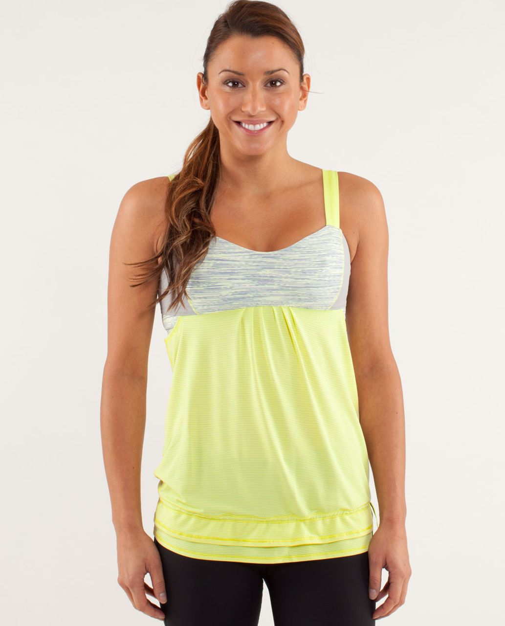 Lululemon Run:  Back On Track Tank - Clarity Yellow / Wee Are From Space Polar Cream Clarity Yellow / Silver Slate