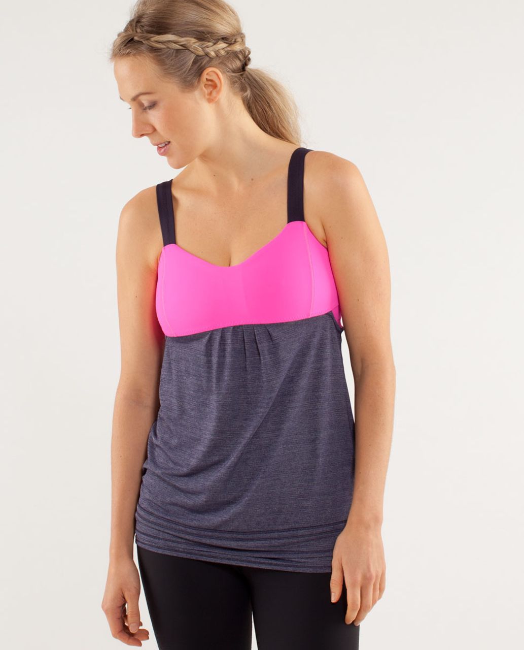 Lululemon Run:  Back On Track Tank - Black Swan / Raspberry Glo Light