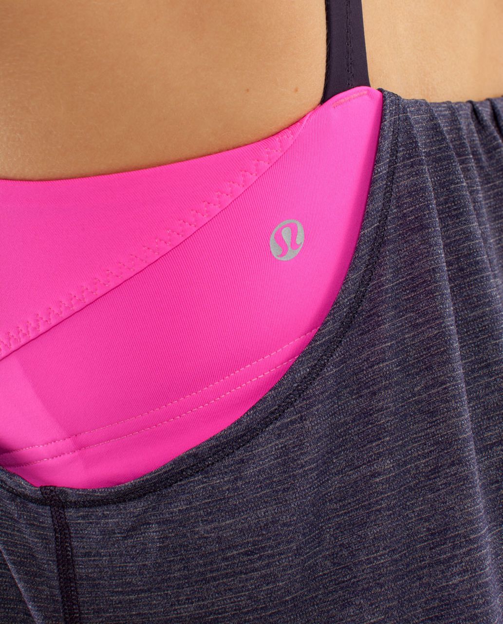 Lululemon Run:  Back On Track Tank - Black Swan / Raspberry Glo Light