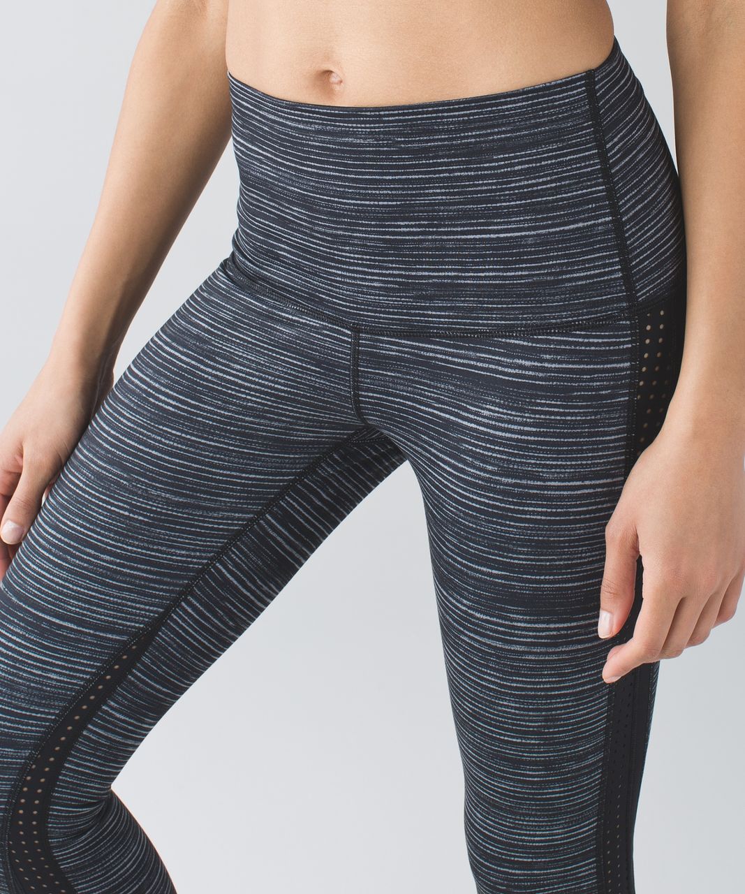 Lululemon Wunder Under Crop - Blurry Belle Battleship Black / Black