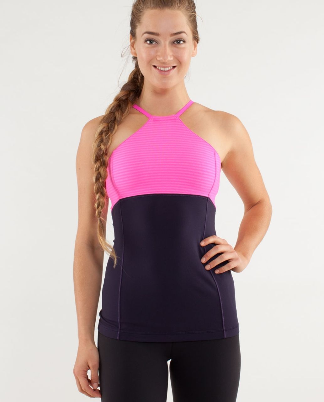 Lululemon Flip With No Flop Tank - Slope Stripe Raspberry Glo Light Heathered Rasberry Glo Light / Raspberry Glo Light / Bl